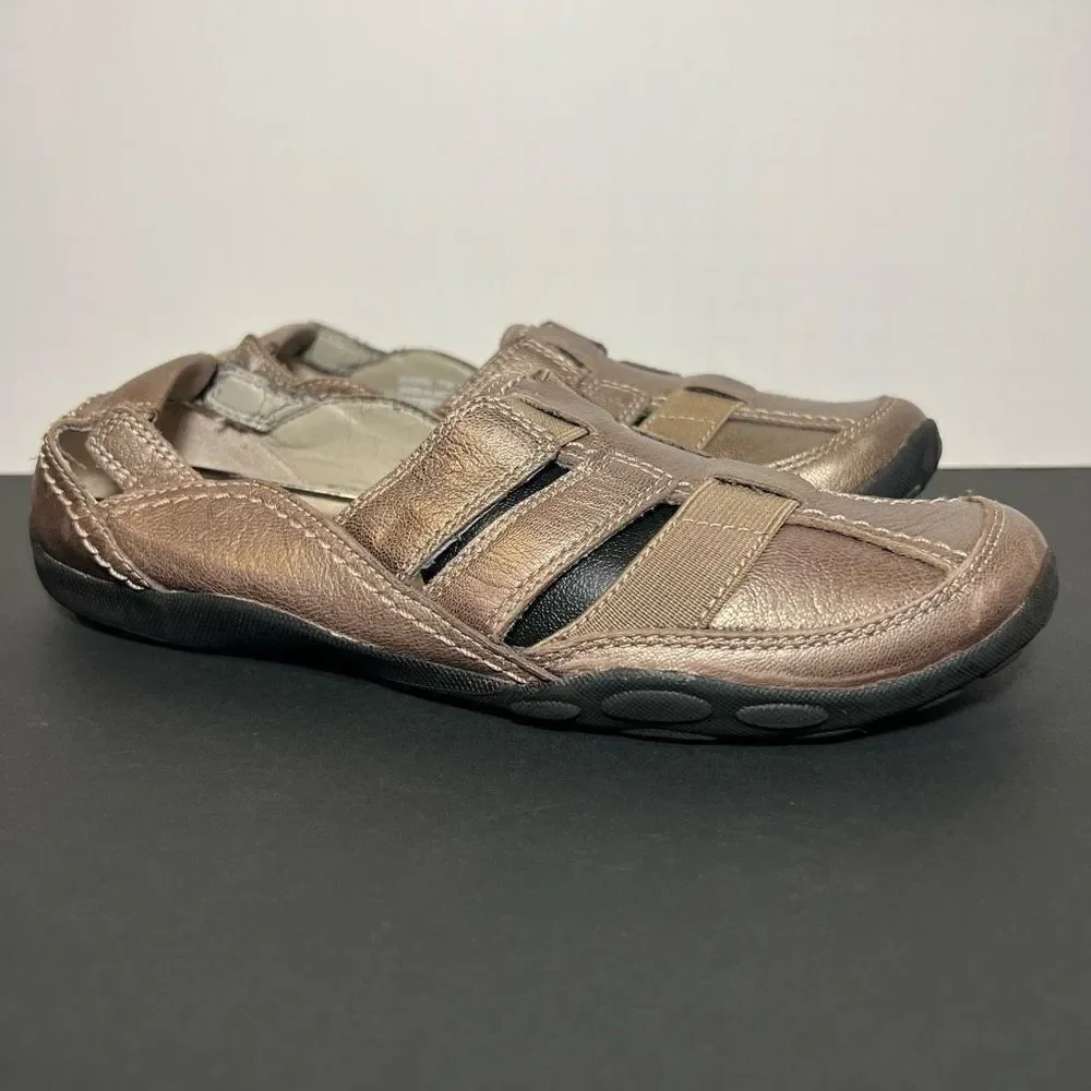 Womens CLARKS Haley Stork Bronze Brown Slip On Sandals / Size 7.5 Medium - Picture 1 of 8